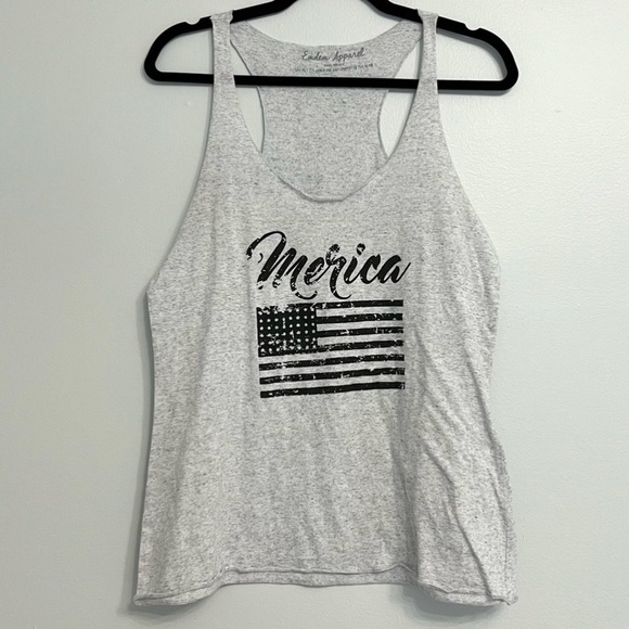 Grey America Flag Themed Tank Top Size L - Picture 2 of 4